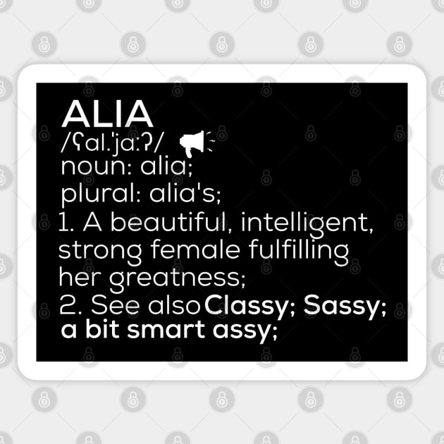 Alia Name Alia Definition Alia Female Name Alia Meaning Sticker by TeeLogic